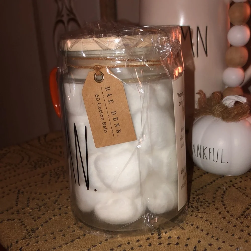 Rae Dunn CLEAN 60 Cotton Balls In Jar